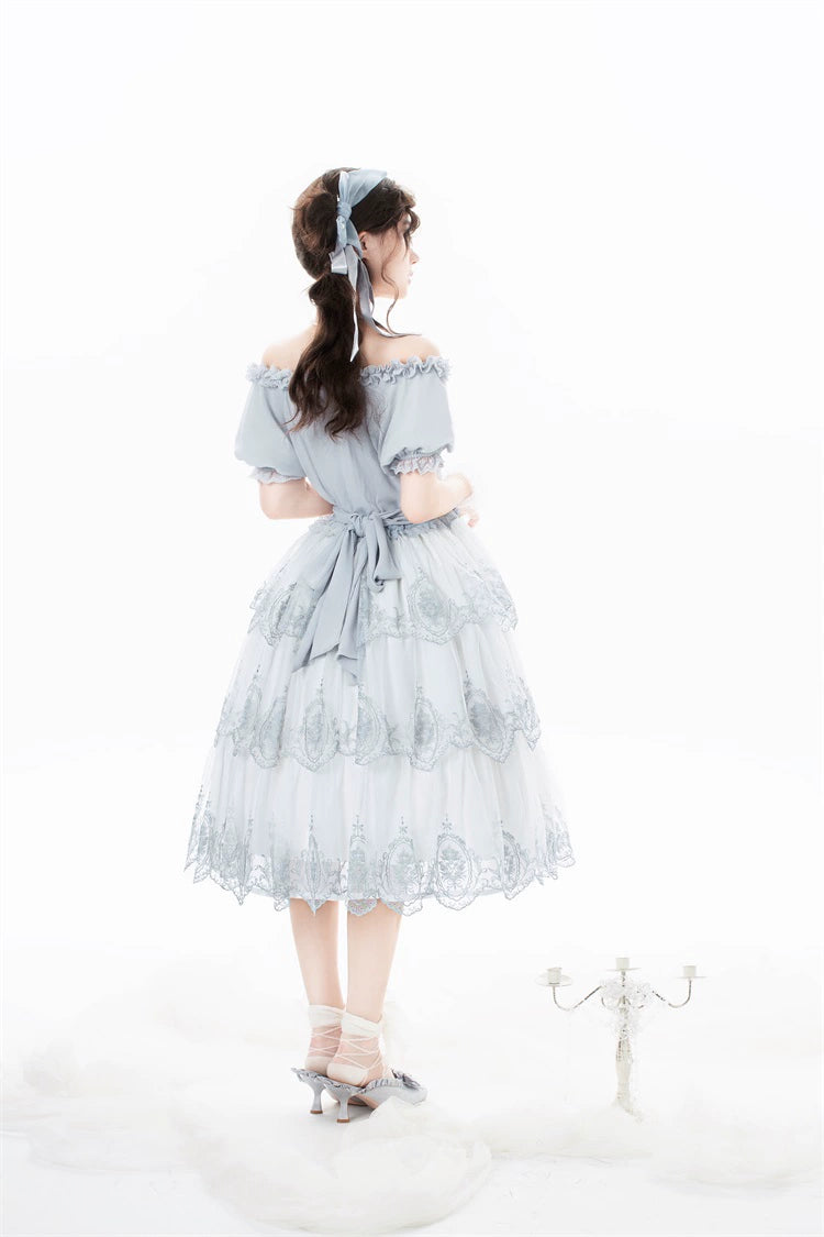 Rose round window embroidery 2way dress