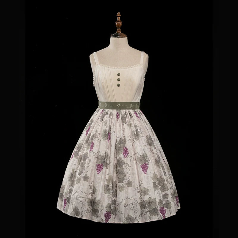 Sunny Rouge Grape pattern front button jumper skirt