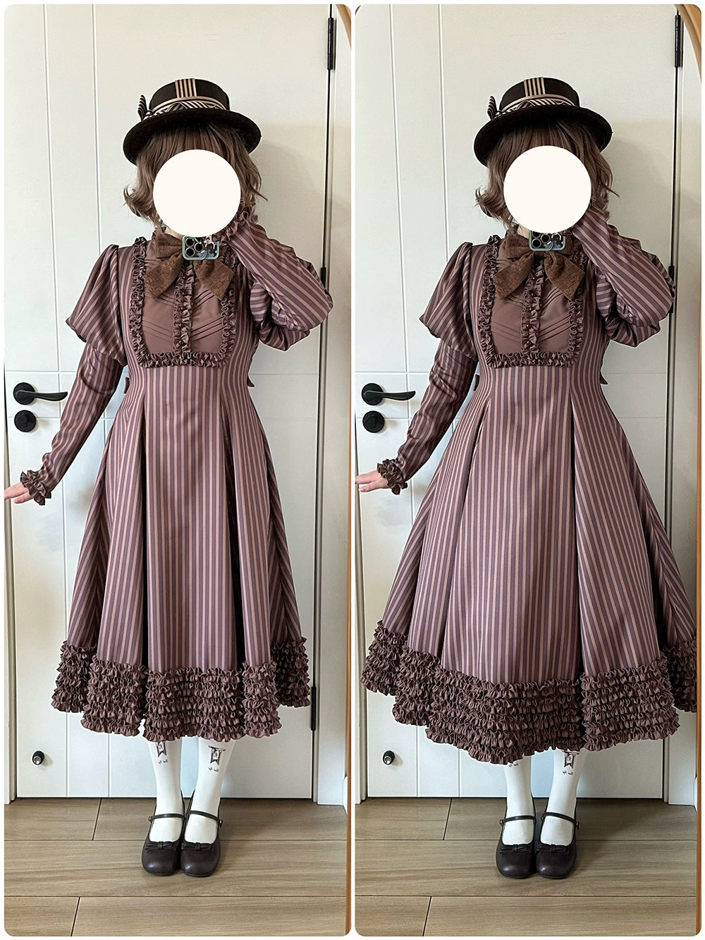 [Pre-orders available until 12/4] Classic Chocolat Stripe Long Dress