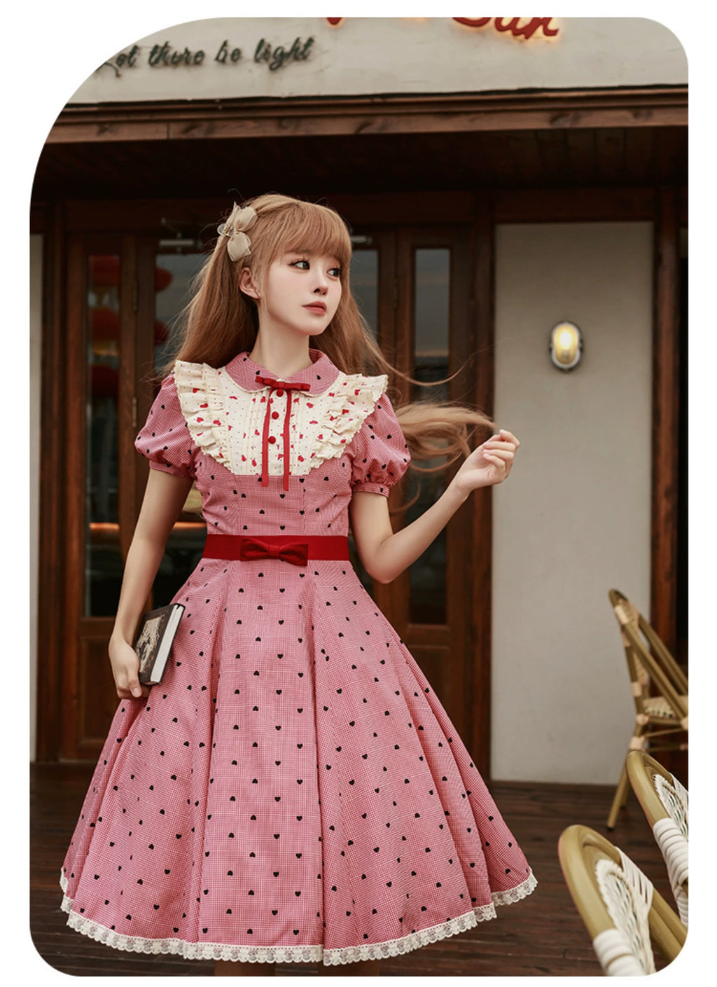 Ruby Chocolate Heart Dot Short Sleeve Dress