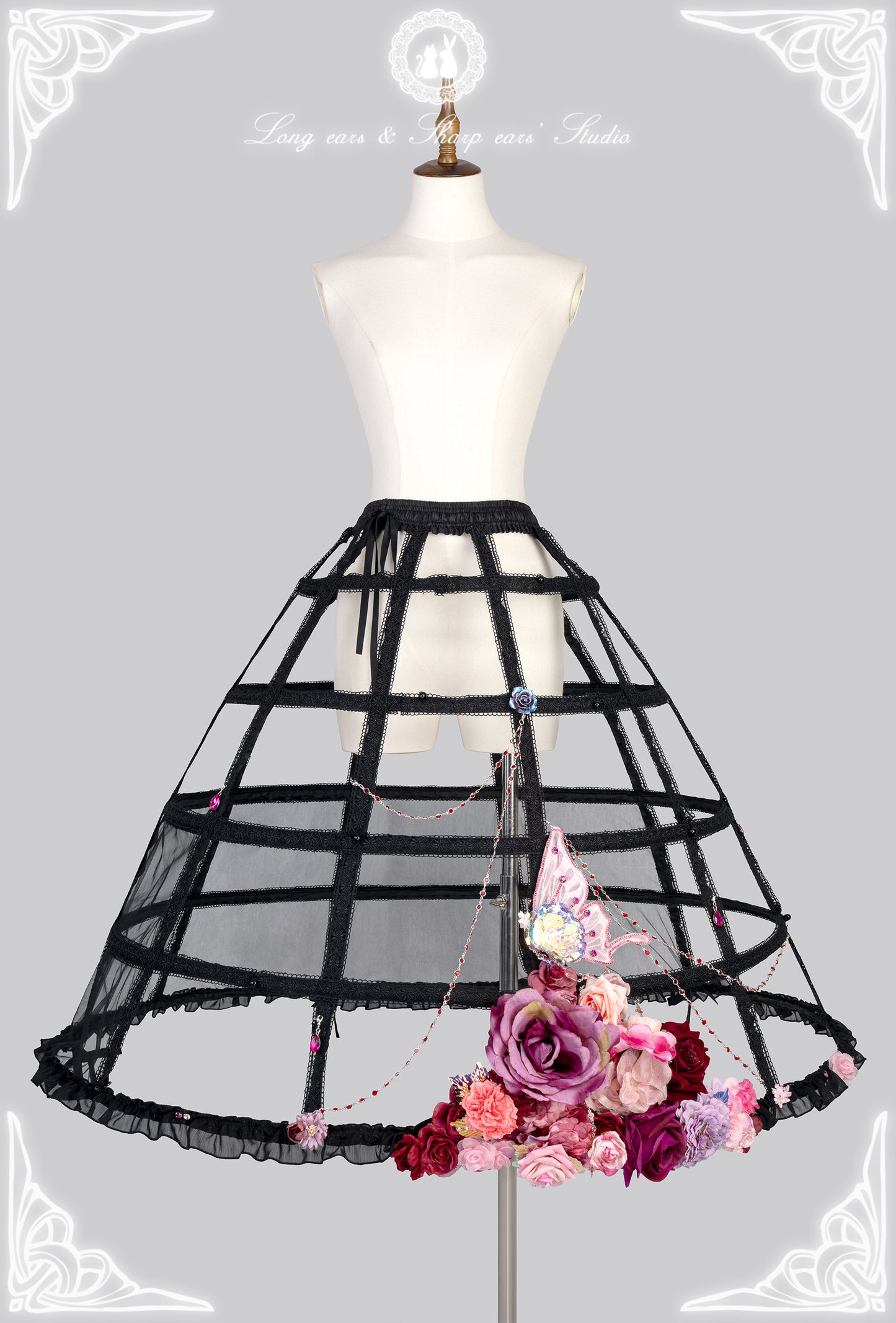 【受注予約12/29まで】夜吻蝶舞  ドレス＋鳥かごパニエセット