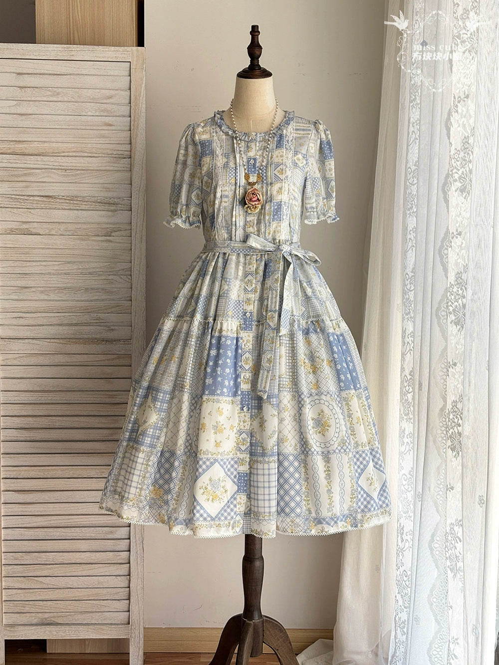 【受注予約7/14まで】Pathwork Garden カントリー風半袖ワンピース