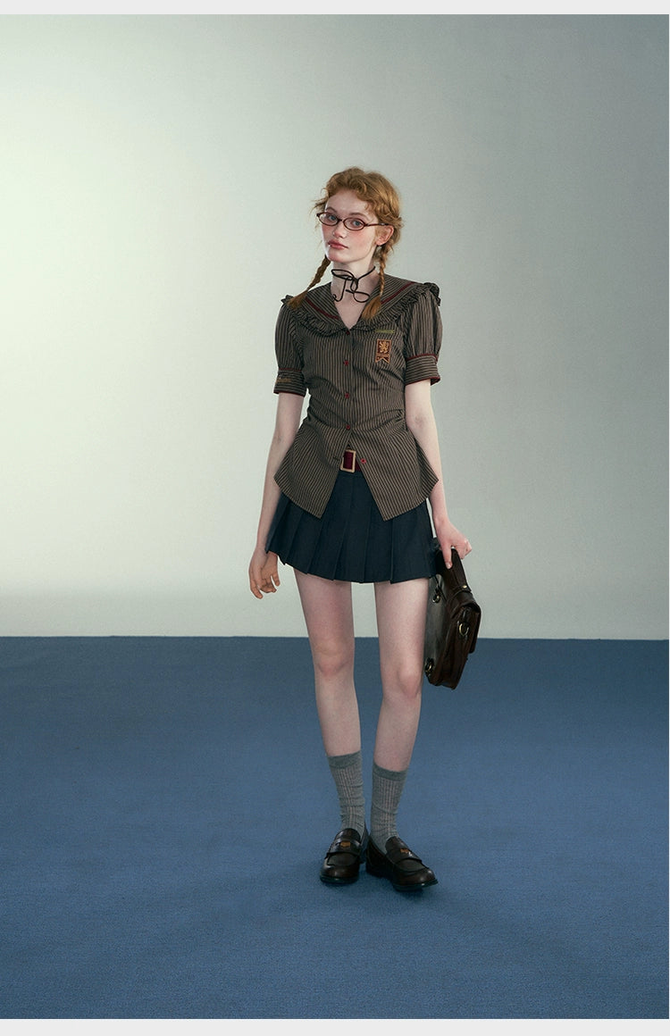 [Pre-order] Hogwarts School of Witchcraft and Wizardry Sailor Collar Striped Blouse
