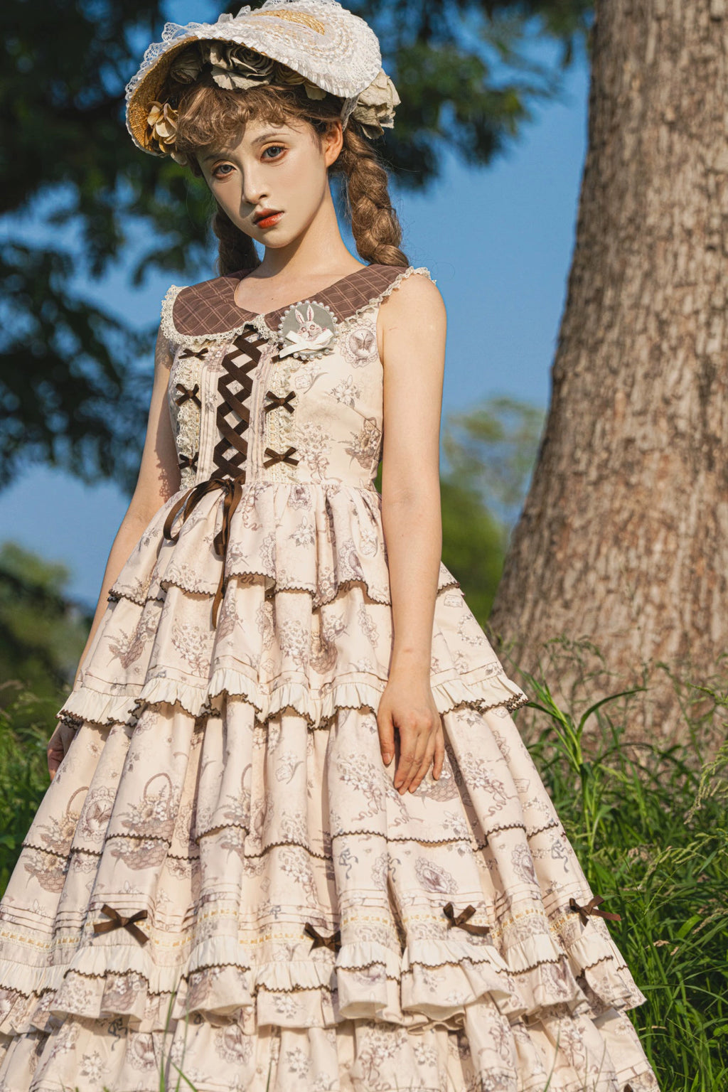 Flower Basket Country style jumper skirt and cardigan