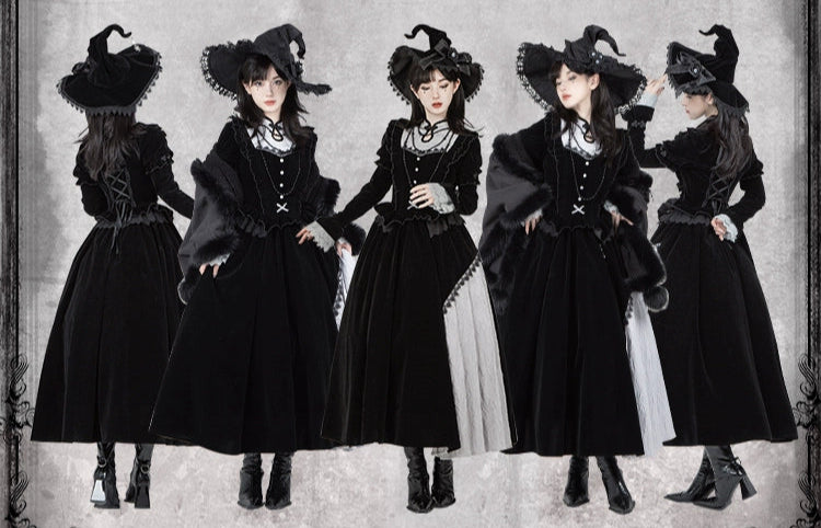 Asymmetrical design long witch dress
