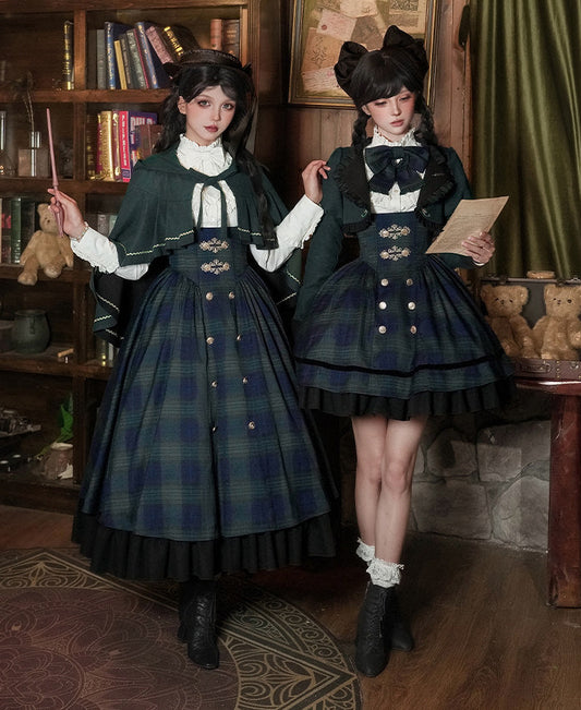 Berlin Letter グリーンチェックのジャンパースカート・ショート丈