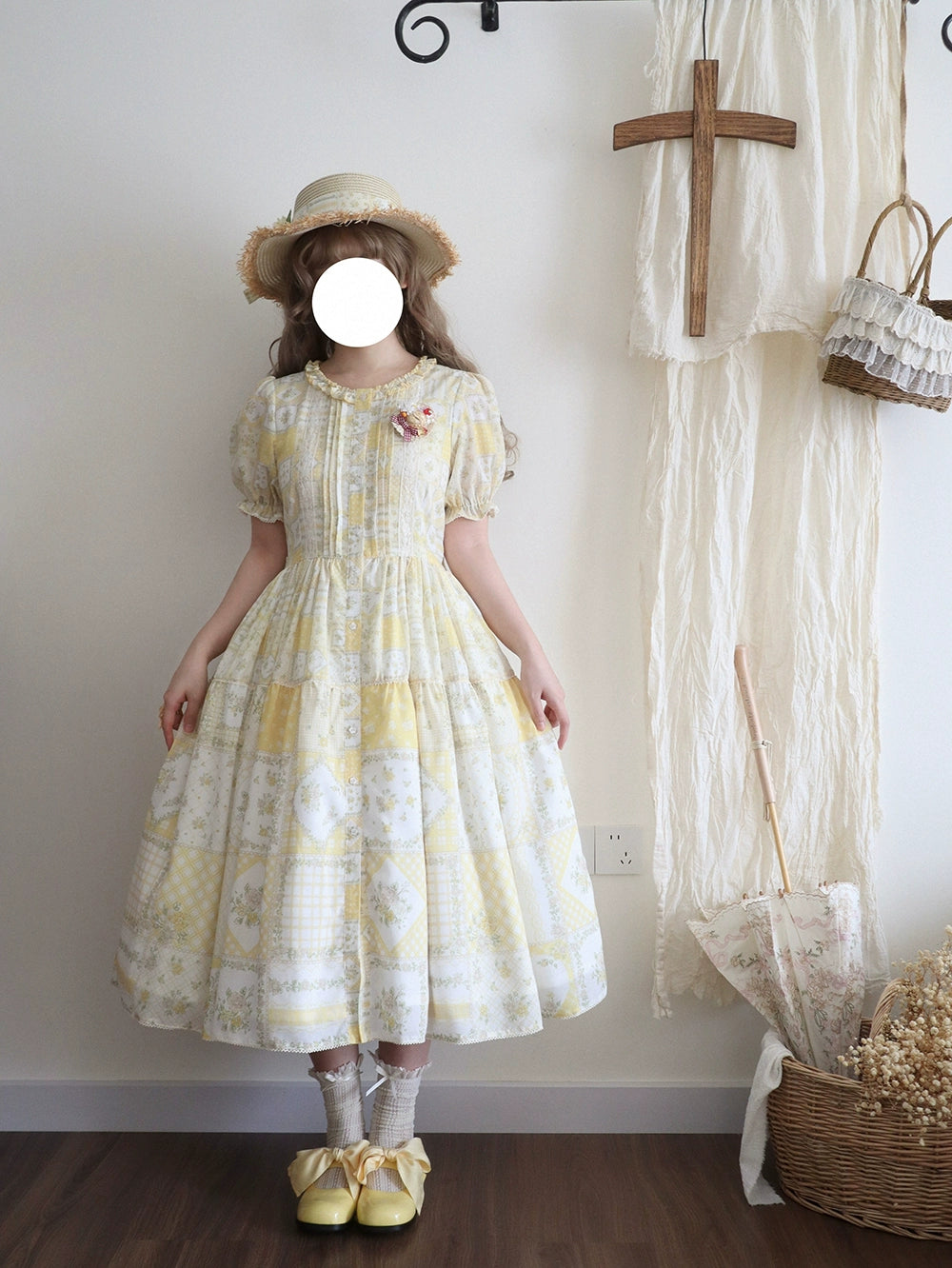 【受注予約7/14まで】Pathwork Garden カントリー風半袖ワンピース