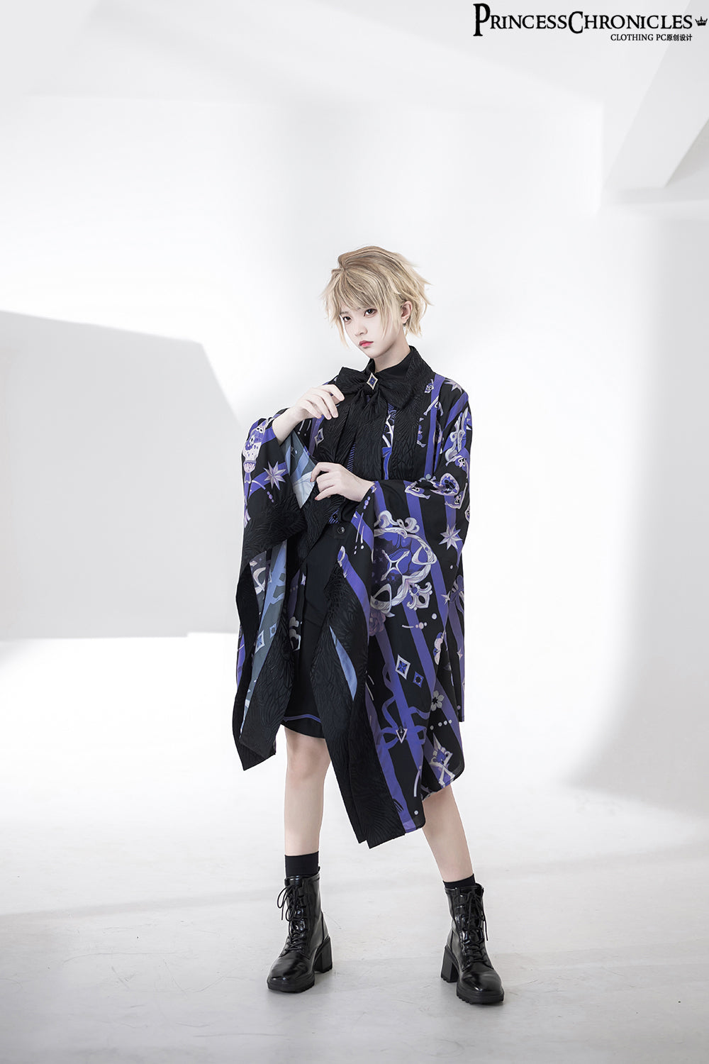 [Pre-order] Prince style blue-purple retro print haori