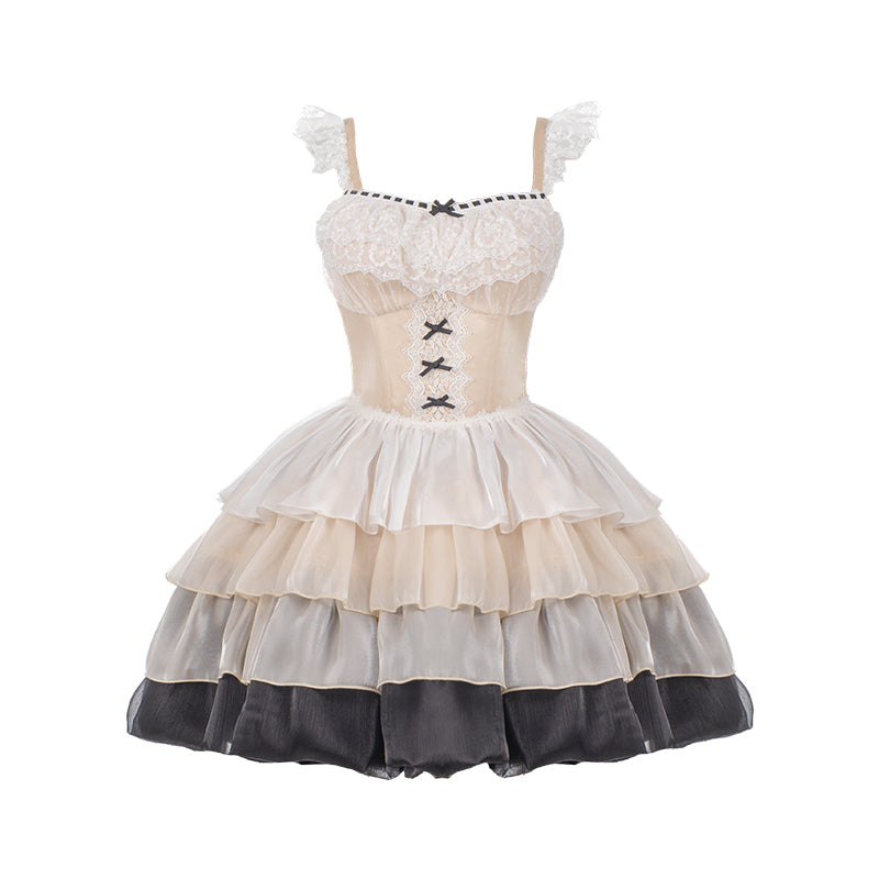 Swan Lake Gradient color ballet style jumper skirt