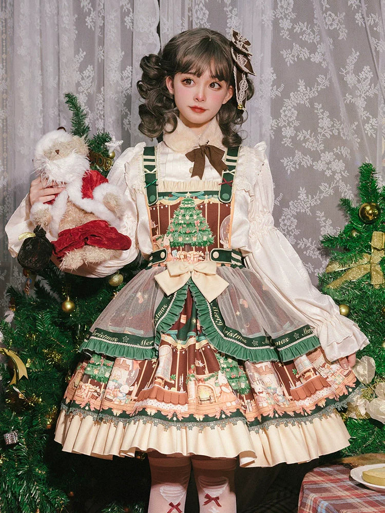 Netherland dwarf and Christmas tree jumper skirt with fur tippet