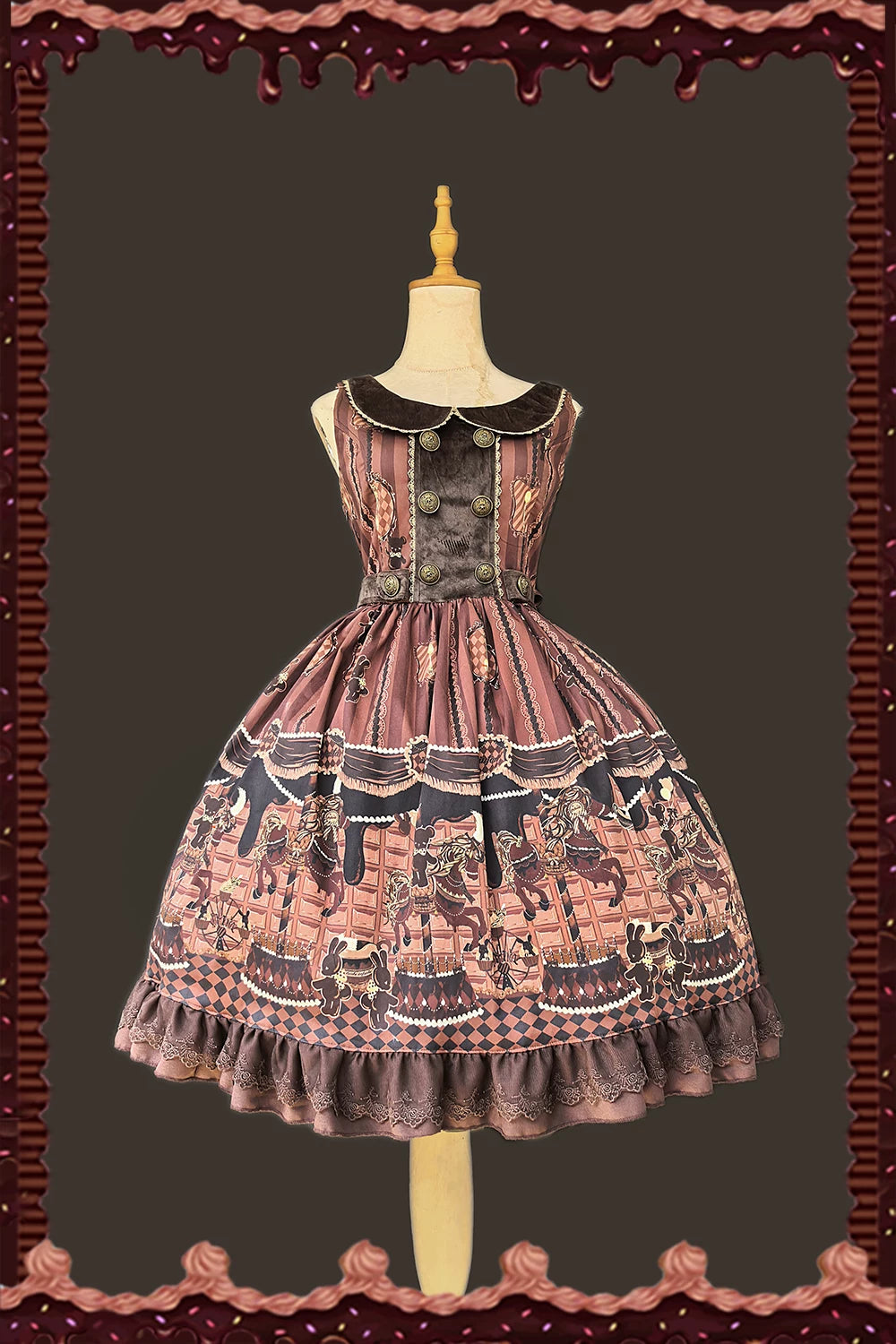 【予約販売】Chocolate Carousel プリントジャンパースカート