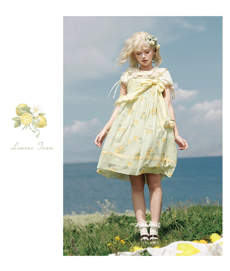 【受注予約7/16まで】Limone Town カントリー風ハイウエストジャンパースカート