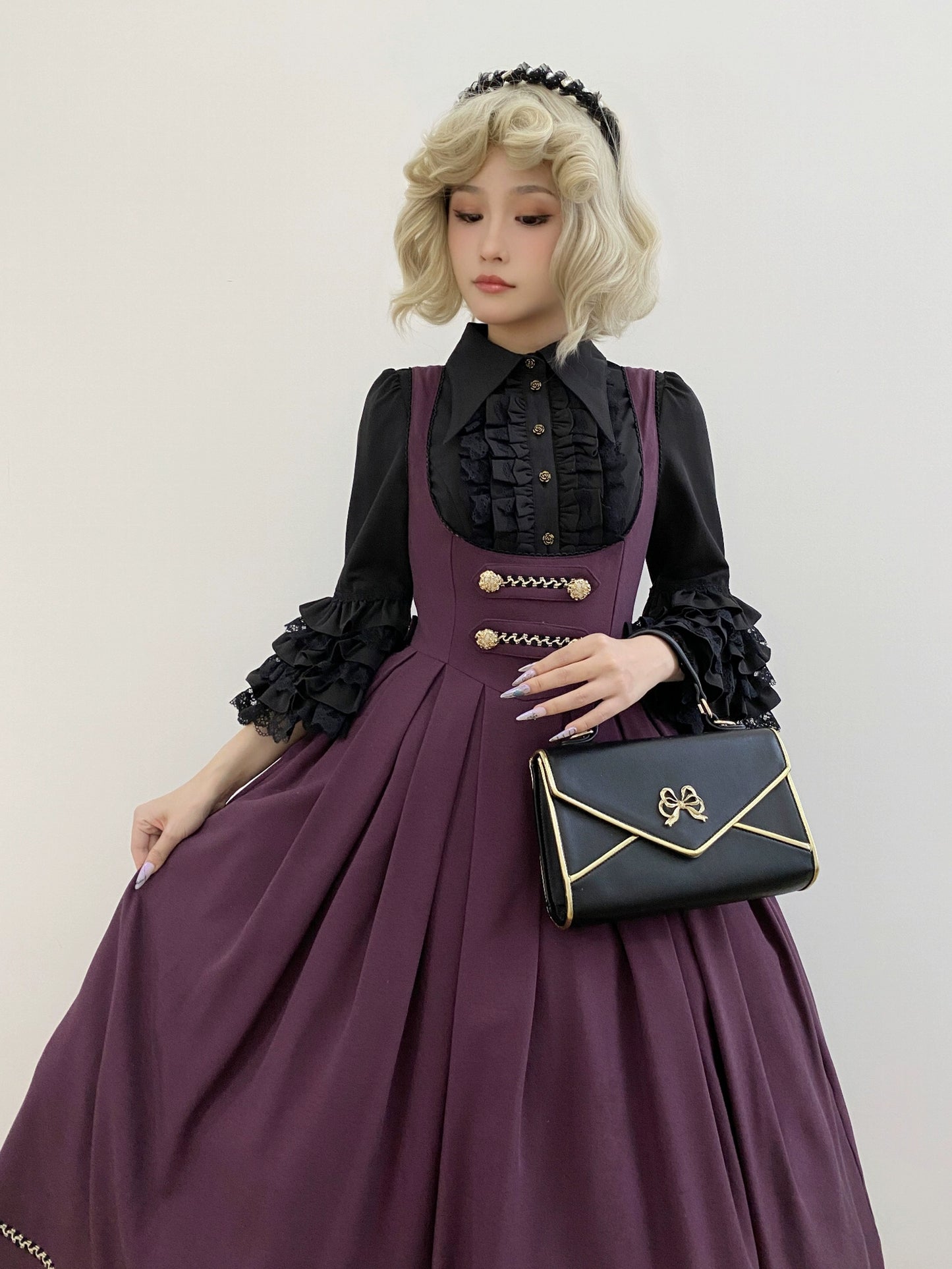 [Pre-orders available until 9/29] Bright Moon Corset Jumper Skirt, Plain Type [Dark Purple]