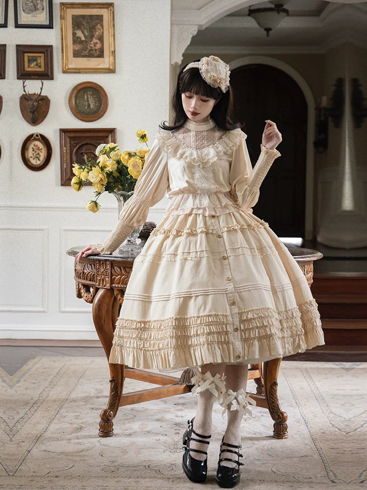 Morning Glow Elephant Color Blouse and Skirt