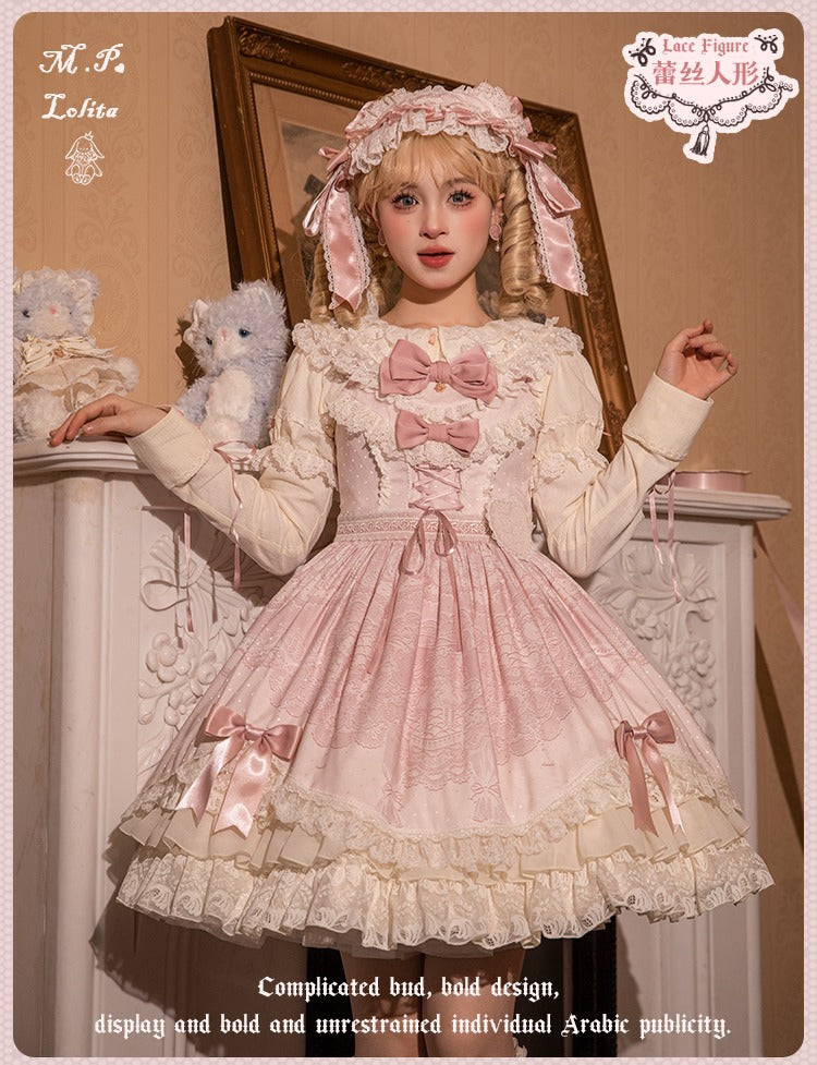 【再販・受注予約12/23まで】Lace Figure プリントジャンパースカート