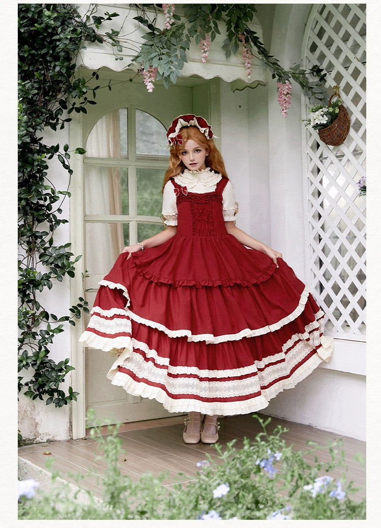 Retro volume frill jumper skirt set