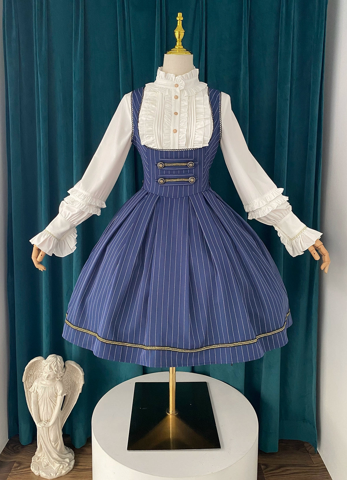 [Pre-orders available until 9/29] Bright Moon Corset Jumper Skirt Stripe [Navy]