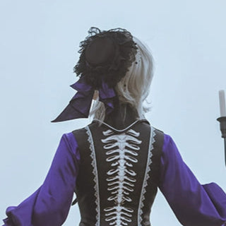 [Pre-orders available until 2/4] Ruined Skeleton Black Vest with Jabot Tie