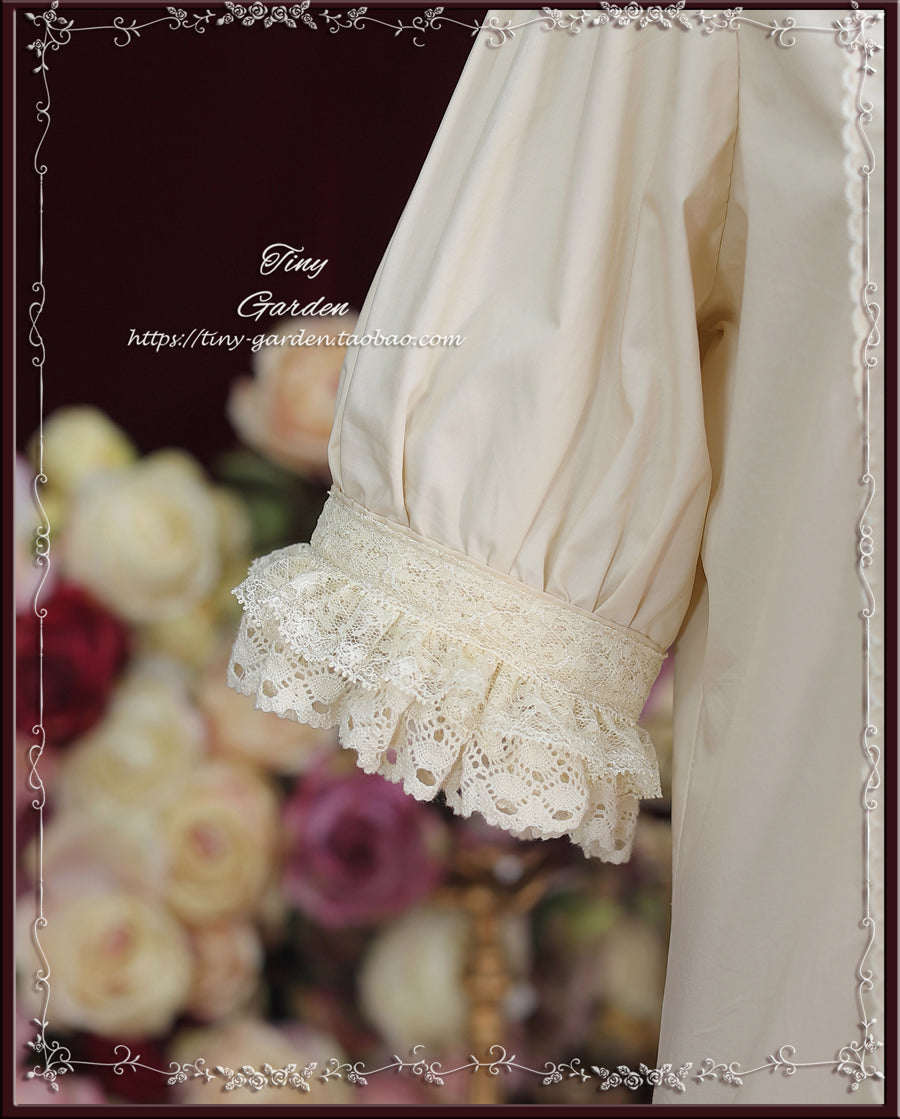 [Pre-order] Retro cotton lace short sleeve blouse