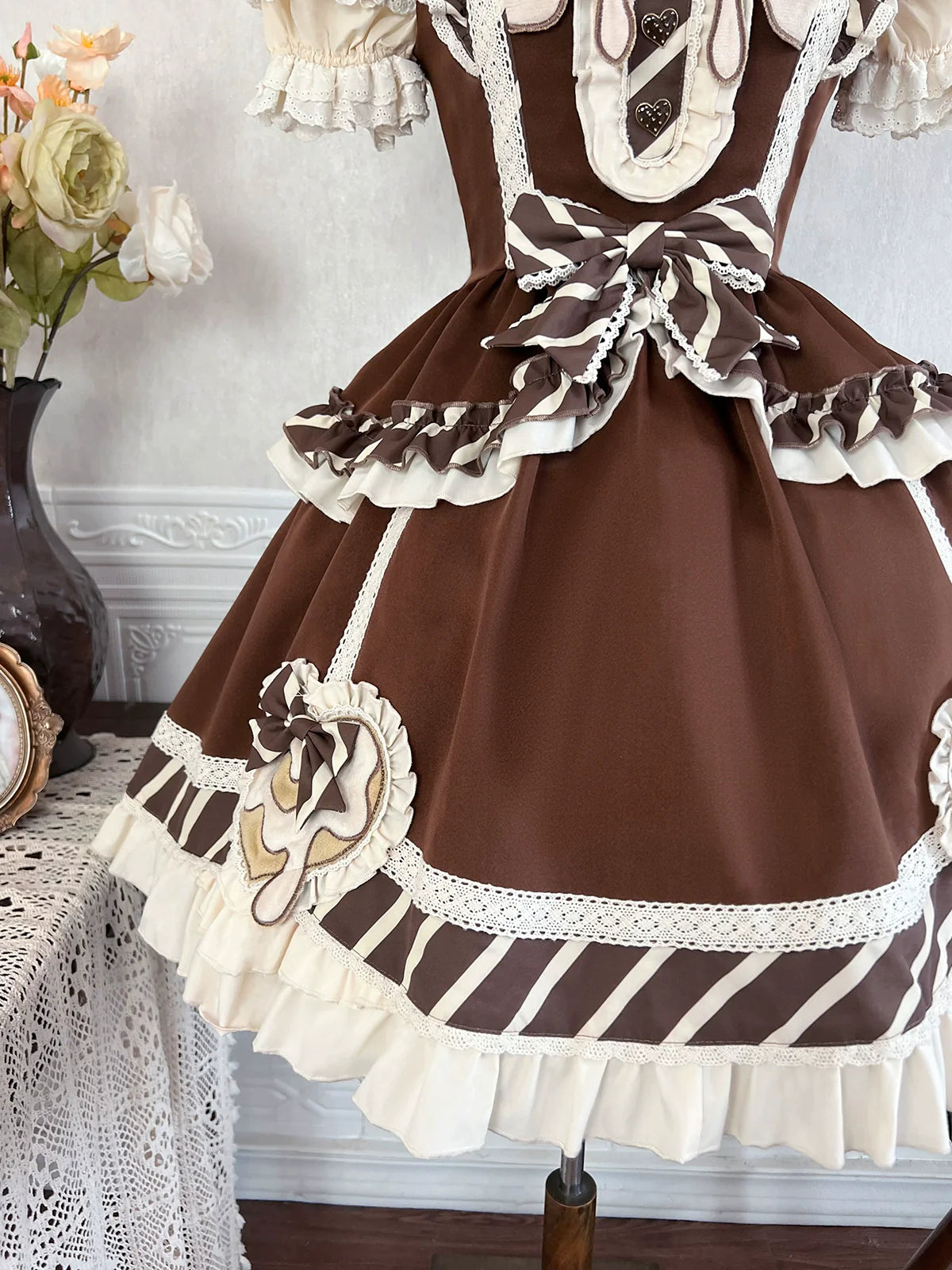 White &amp; milk chocolate jumper skirt and blouse