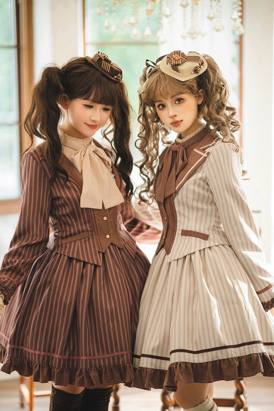 【受注予約12/4まで】Classic Chocolat Stripe ストライプショートジャケット