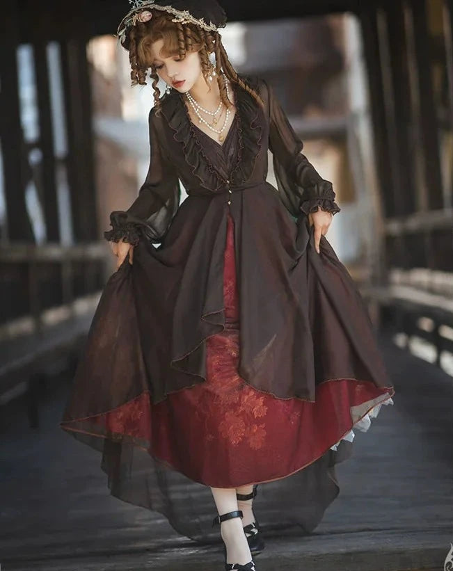 [Sale Period Ended] Porcelain Flower Garden Sheer Cardigan Long Length