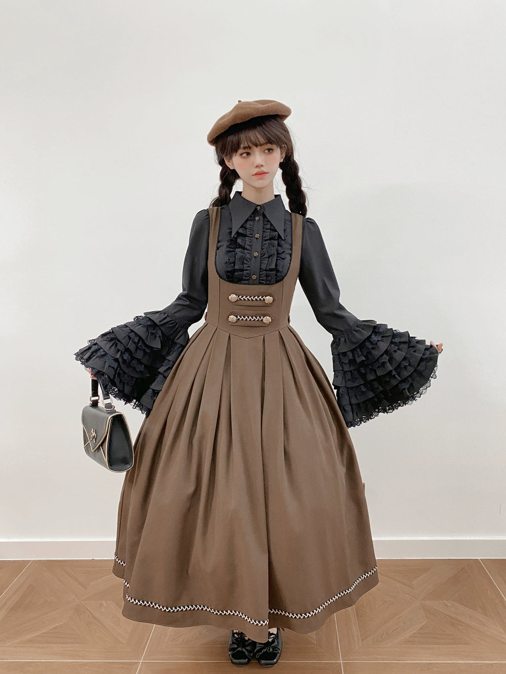 [Resale/Pre-orders available until 10/28] Bright Moon Corset Jumper Skirt, Plain Type [Brown]