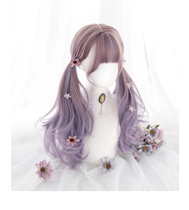 Lolita wig pink purple gradation loose curl long