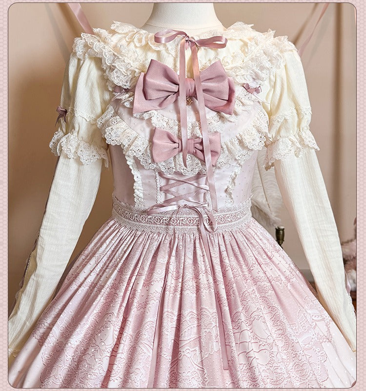 【再販・受注予約12/23まで】Lace Figure プリントジャンパースカート