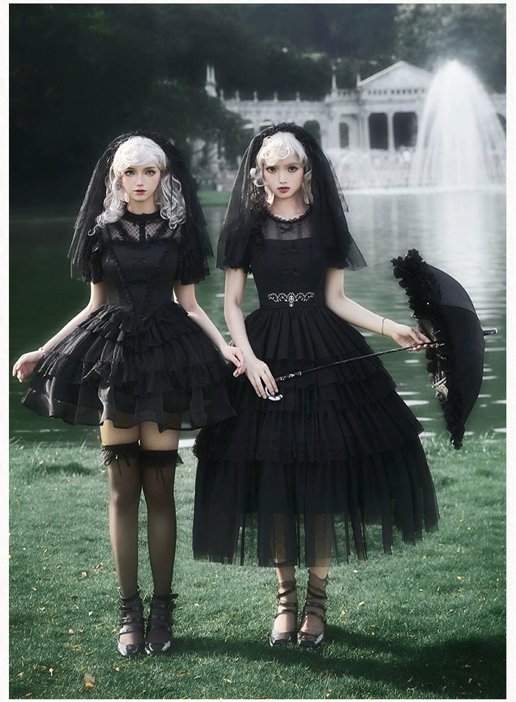 Dark Fairy Layered Frill Jumper Skirt and Blouse