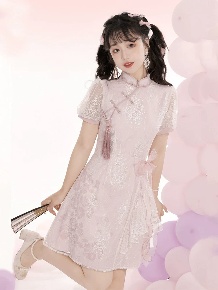 Peach Blossom ピンクリボンチャイナドレス