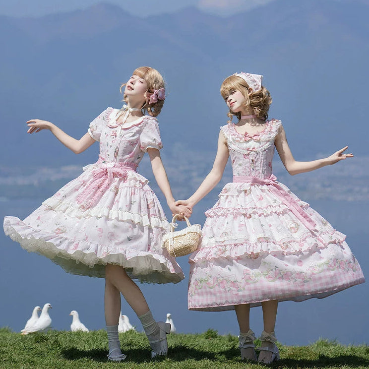【受注予約9/2まで】Natural Apple Tea ガーデンワンピース・ピンク