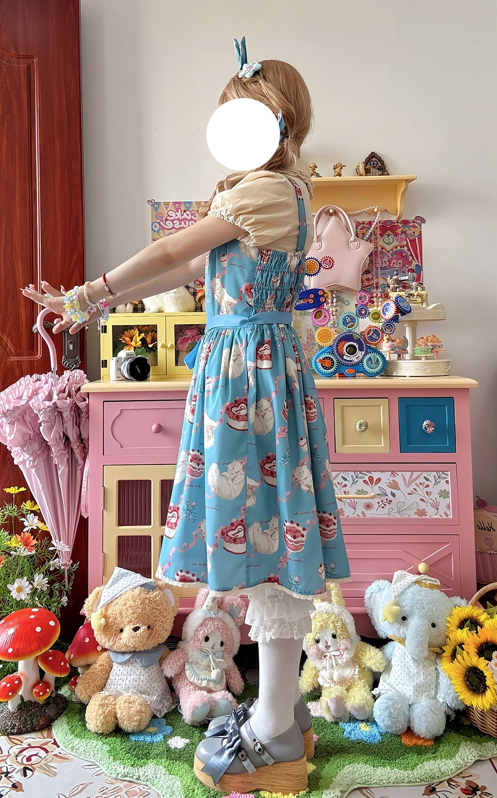 【受注予約7/9まで】Sweet Cherry Cat デイリージャンパースカート