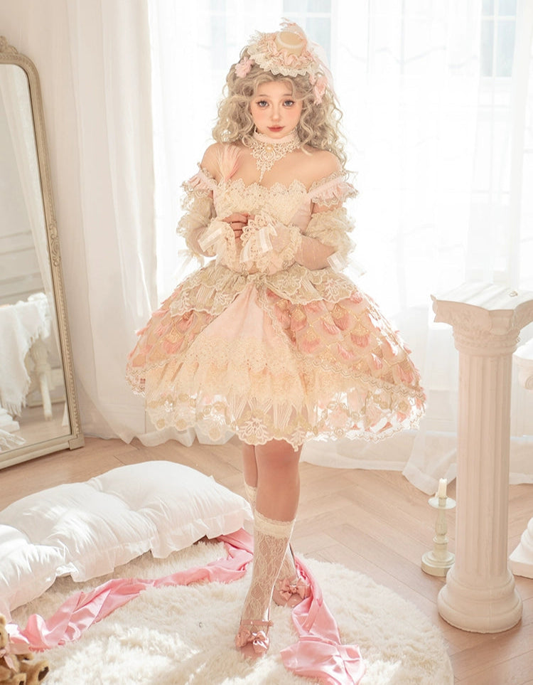 【受注予約6/18まで】Peacock Feather ミニドレス・ピンク