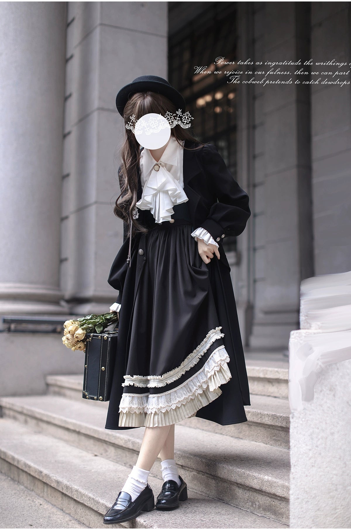 【予約販売】英国風ダブルブレストブラックコート