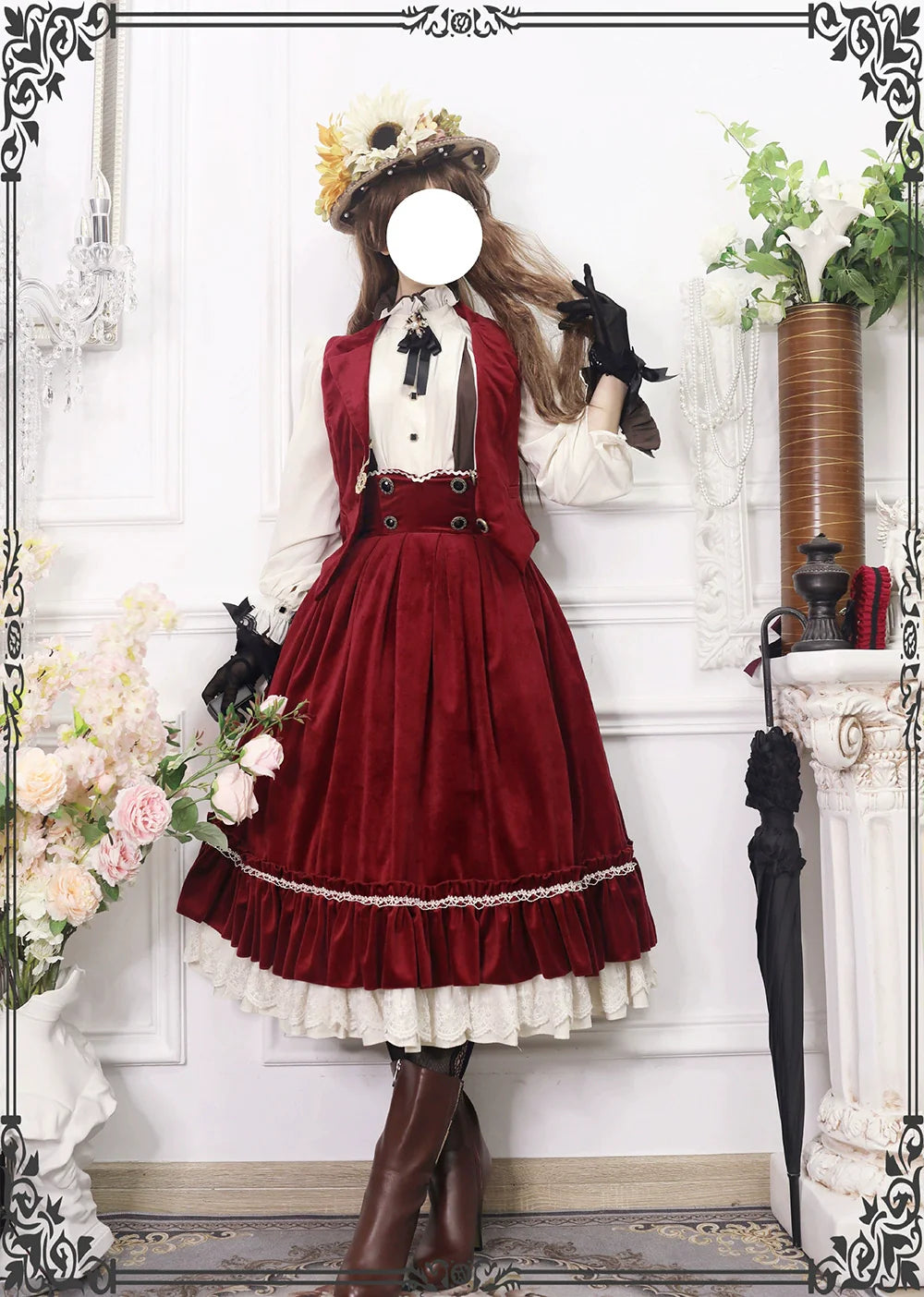 [Pre-order] British Classical Lolita Velvet High Waist Skirt