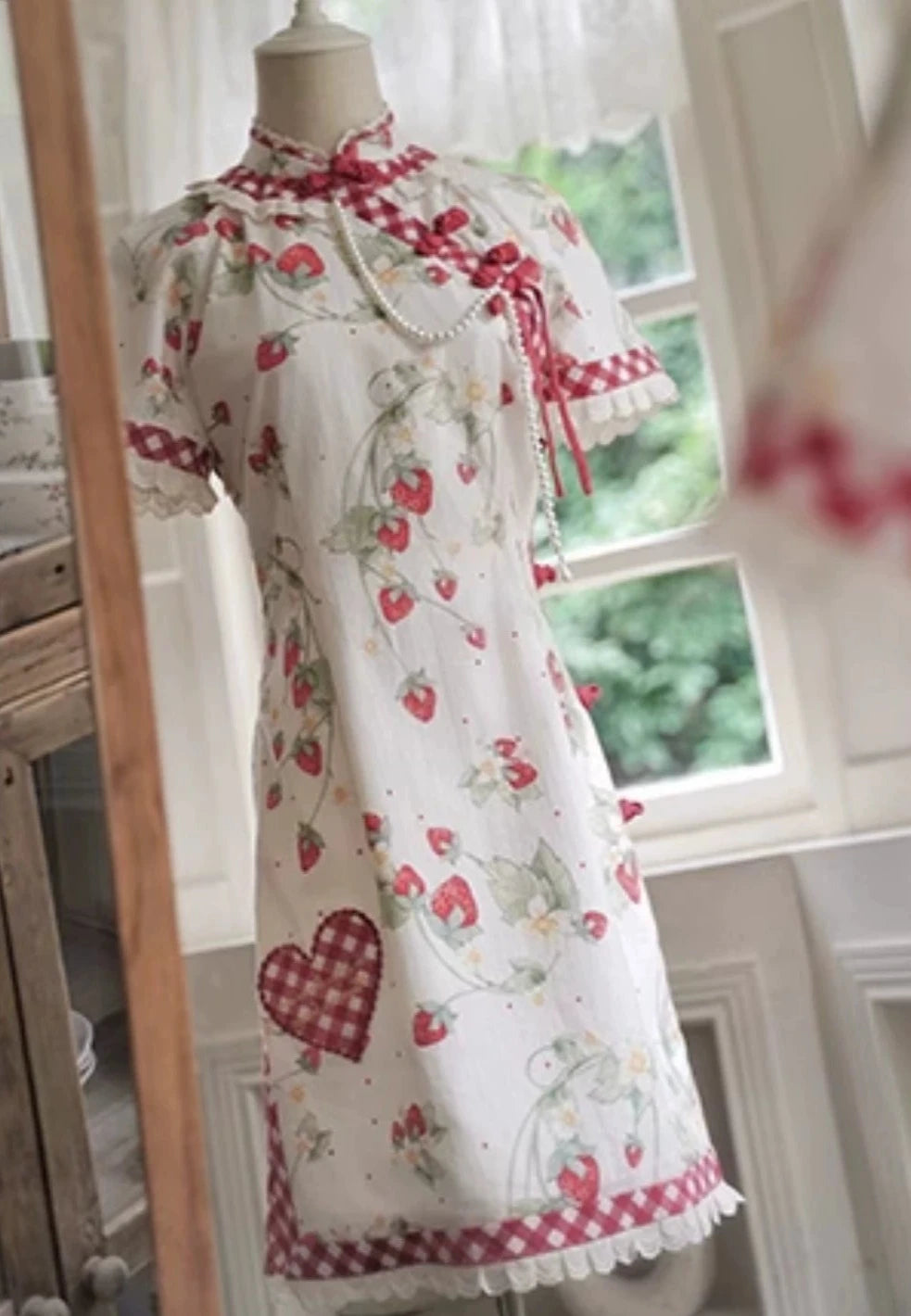 Strawberry Orchard Strawberry Chinese Dress Short Length