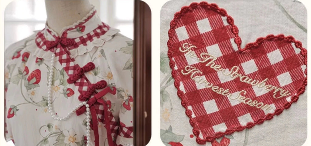 Strawberry Orchard Strawberry Chinese Dress Short Length