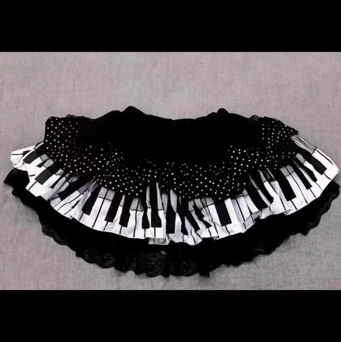 【GLP】ピアノキー×レース ゴシックフレアスカート | Dark Keys
