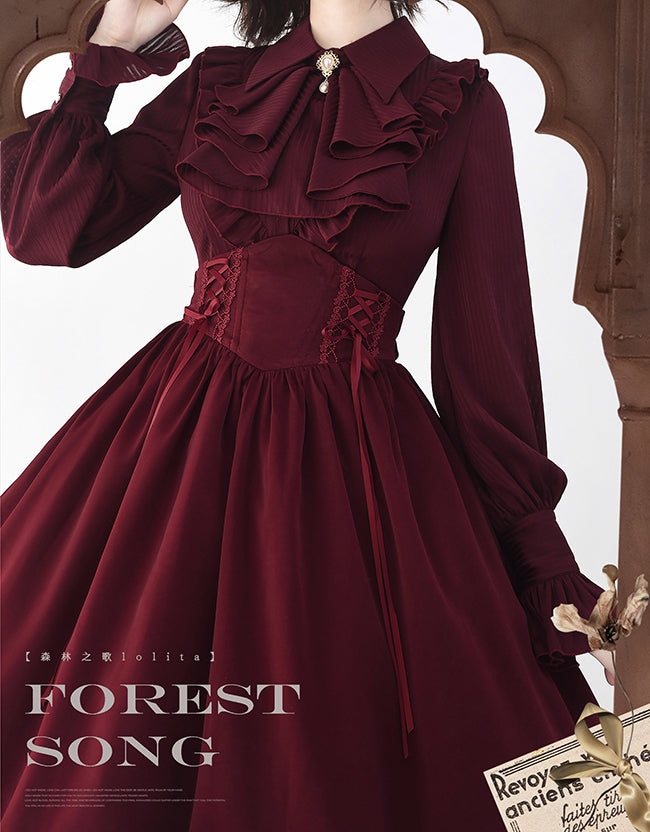 [Pre-order] Classical striped blouse with jabot tie