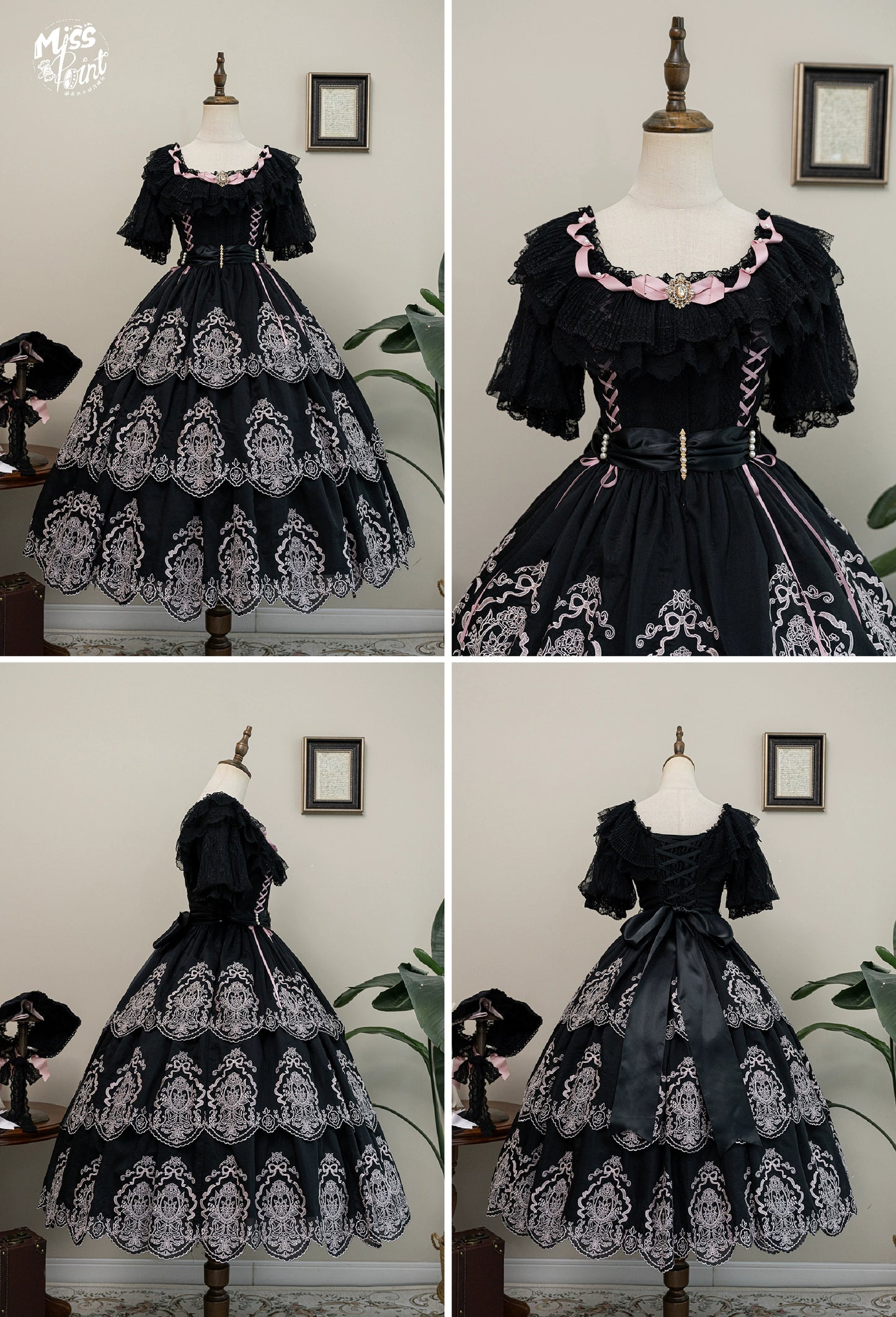 【受注予約9/25まで】Noble Garden 付け袖付き刺繍ワンピース