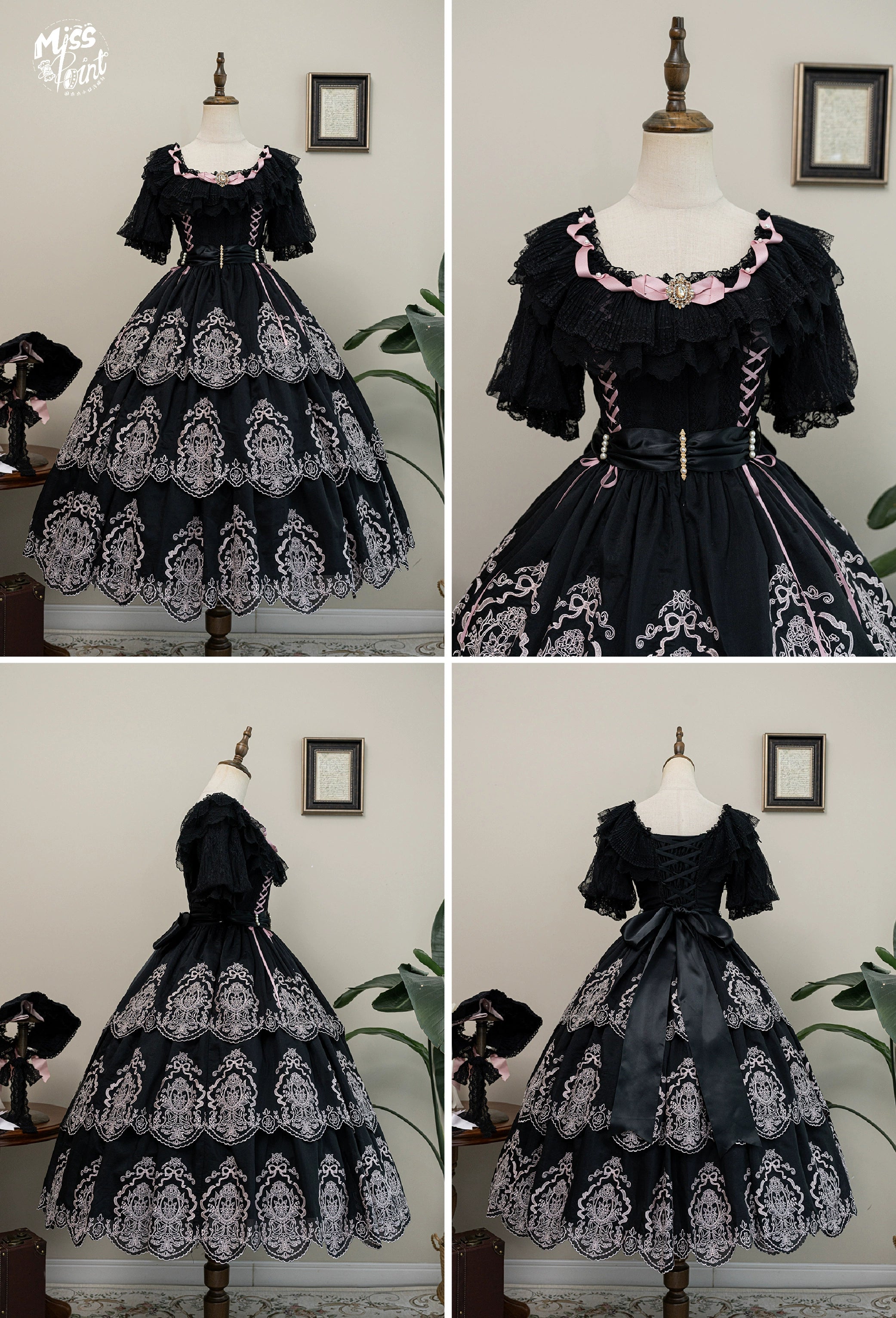 【予約販売】Noble Garden 付け袖付き刺繍ワンピース