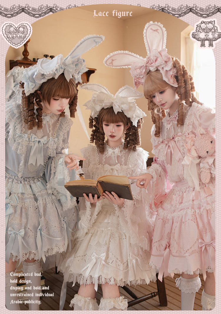 【受注予約12/23まで】Lace Figure 長袖ローウエストワンピース