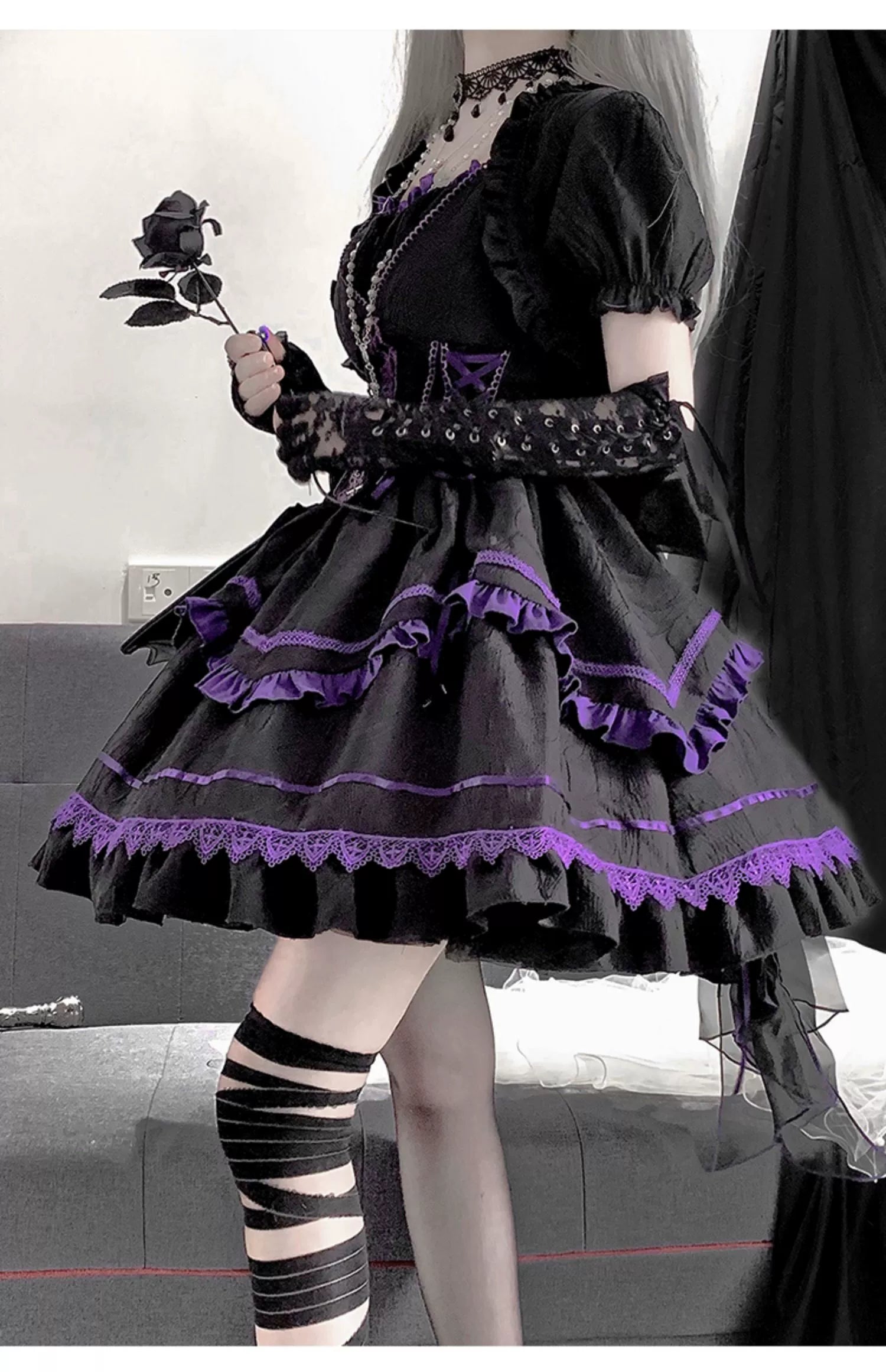 Black Swan クロスフリルジャンパースカートとボレロ