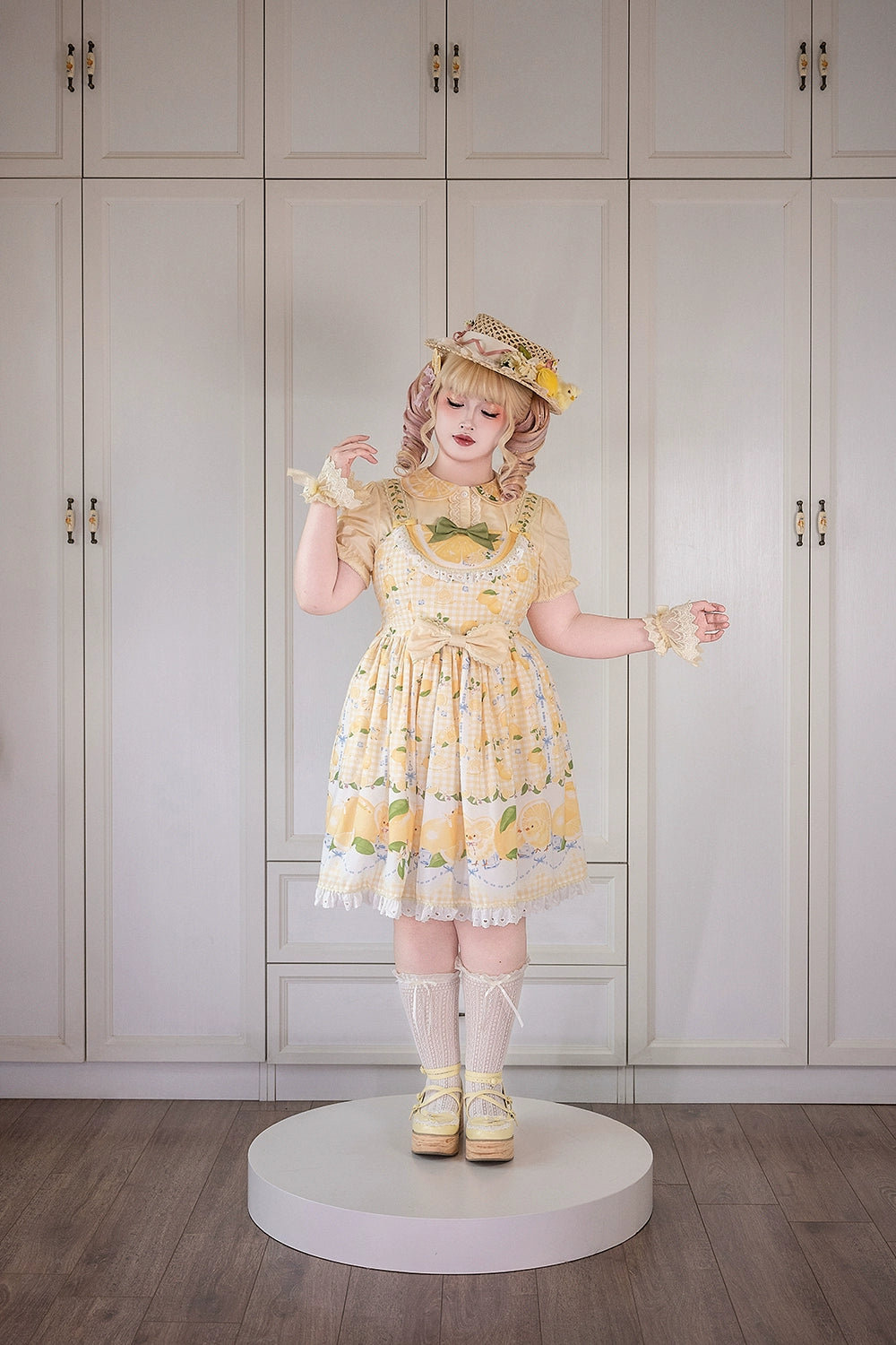 【受注予約5/14まで】Lemon Sweetie プリントジャンパースカート・ミドル丈