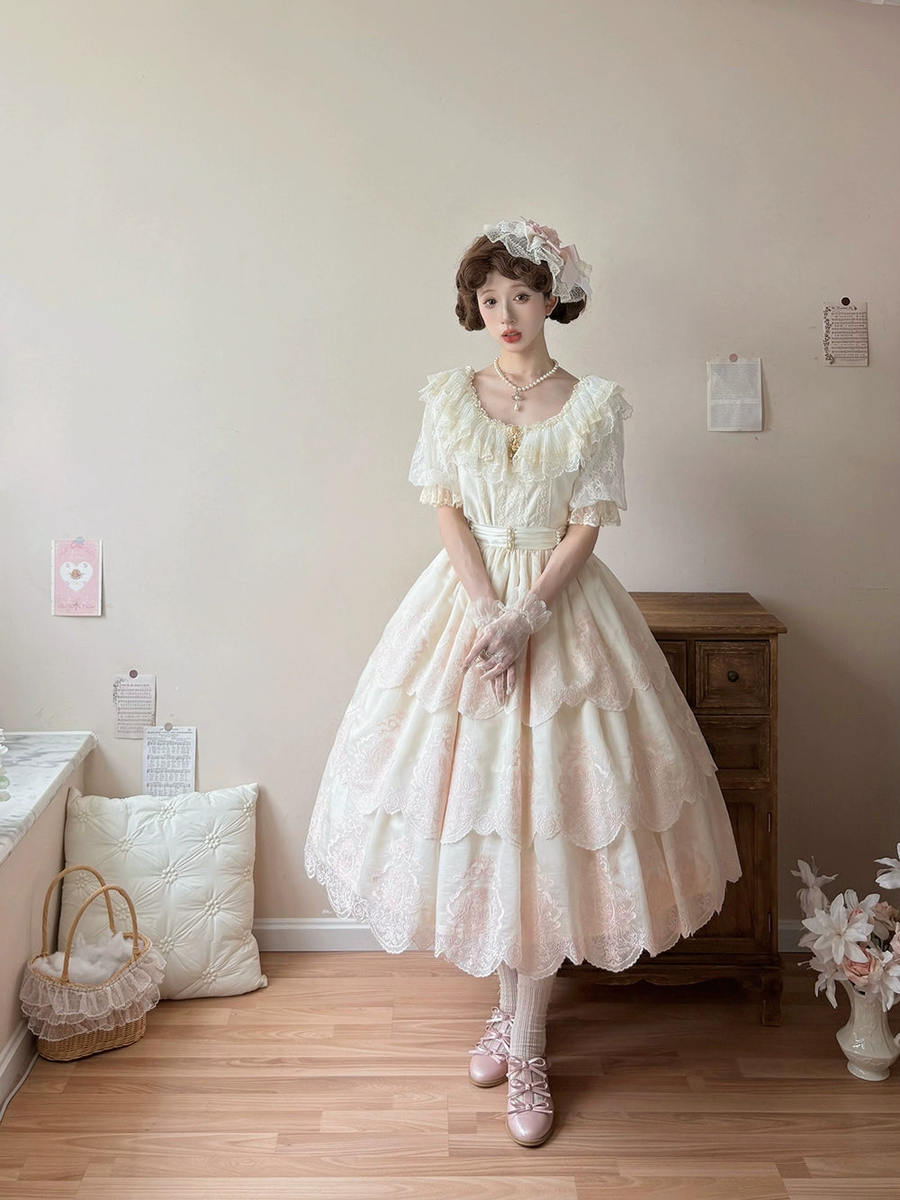 【受注予約9/25まで】Noble Garden 付け袖付きレースブラウス