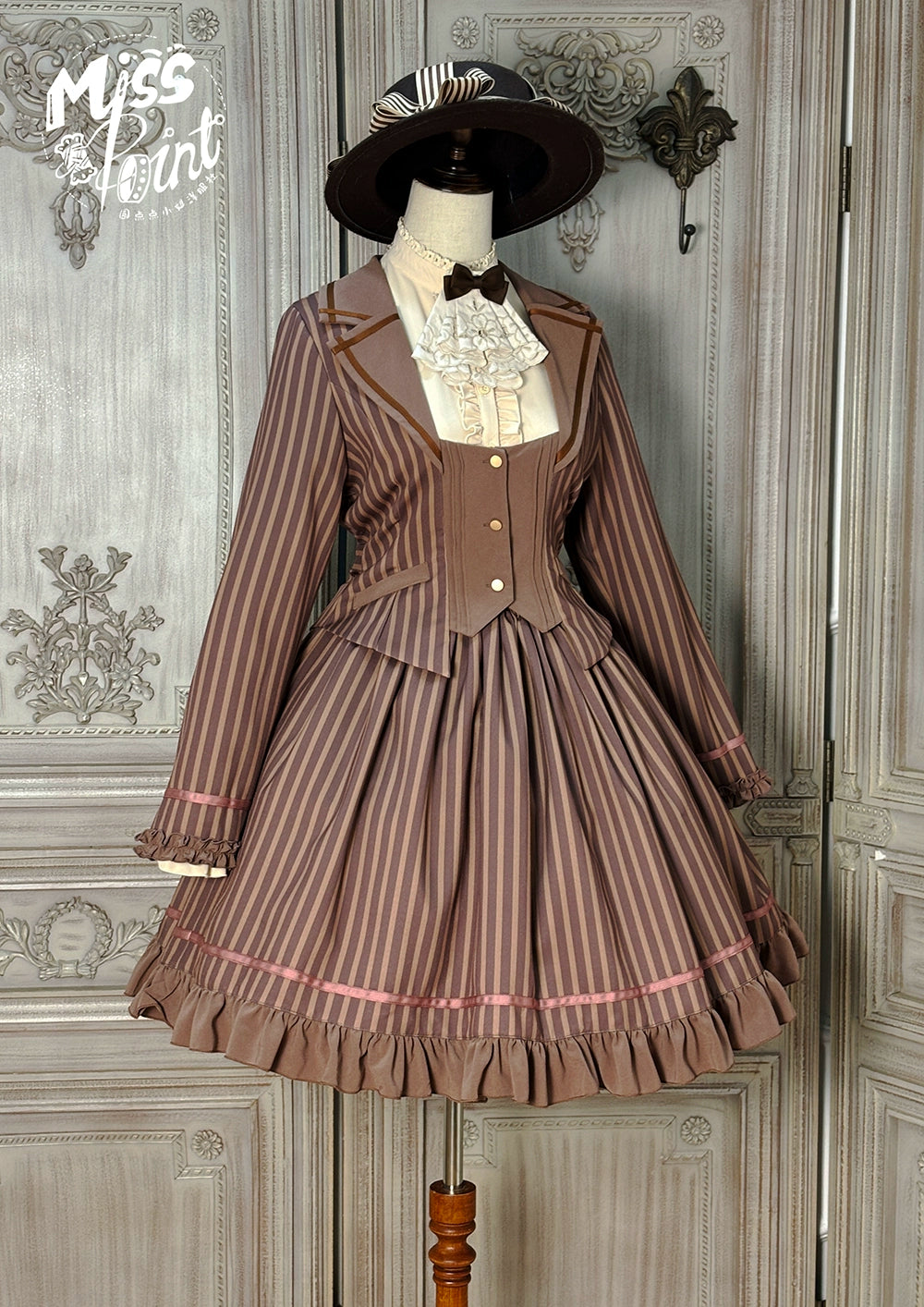 【受注予約12/4まで】Classic Chocolat Stripe ストライプショートジャケット