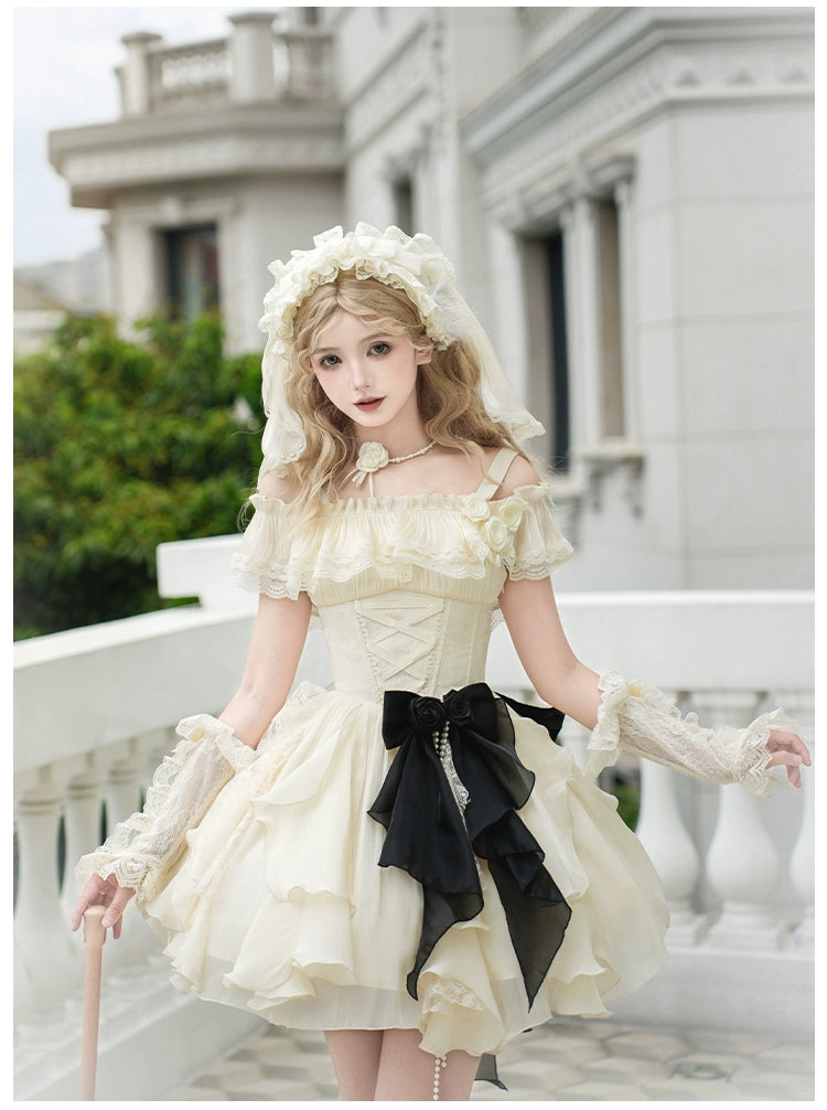 月光変奏曲 エレガントレースアップジャンパースカート・ショート丈