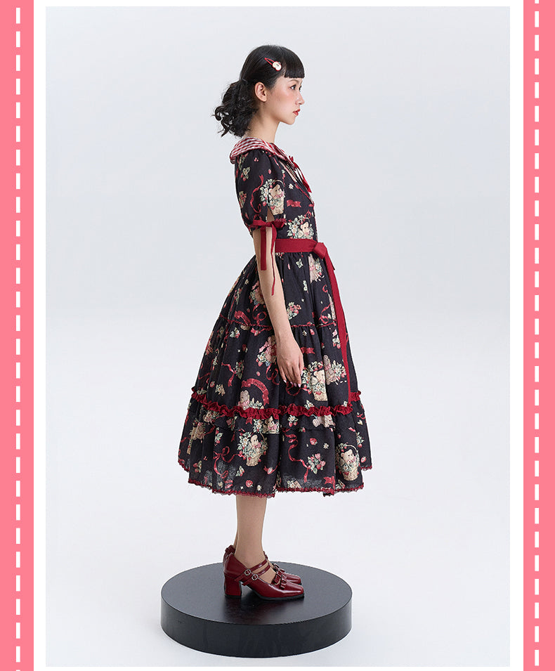 Strawberry Bears ギンガムチェック襟ワンピース 全4色