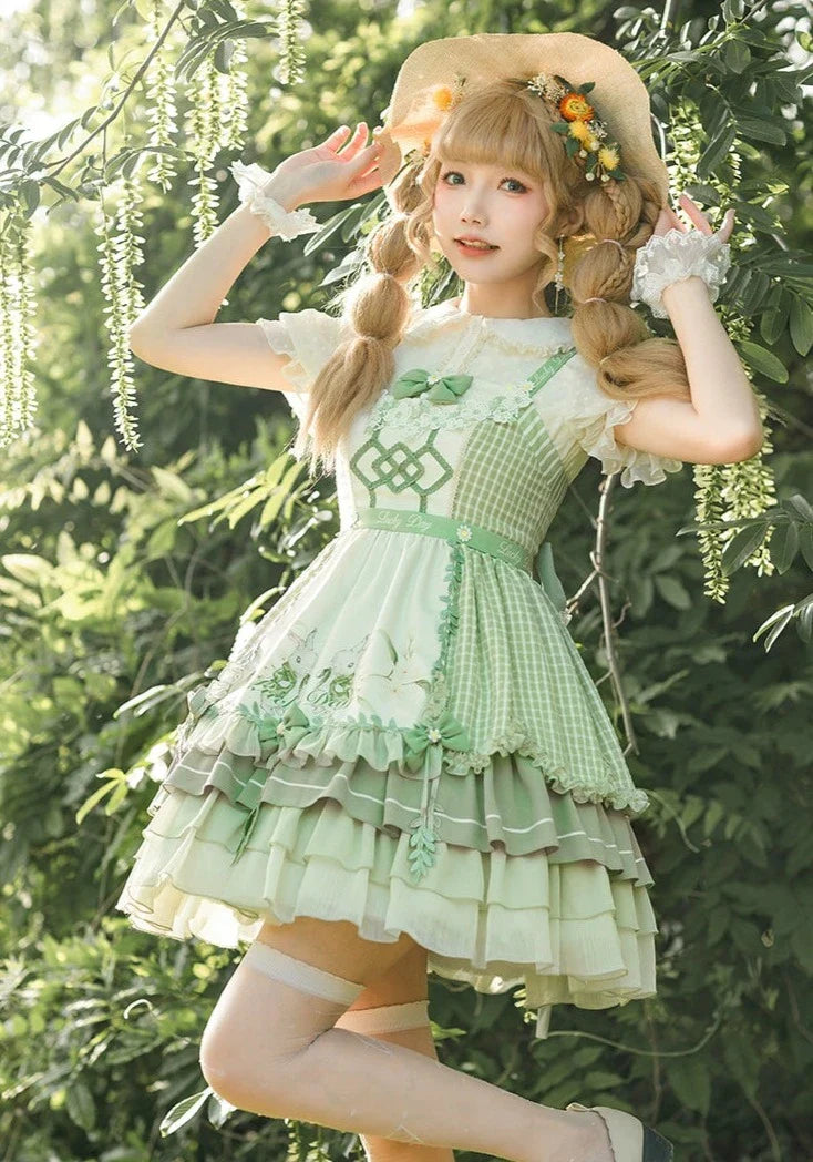 Lucky Day Dull green country style jumper skirt